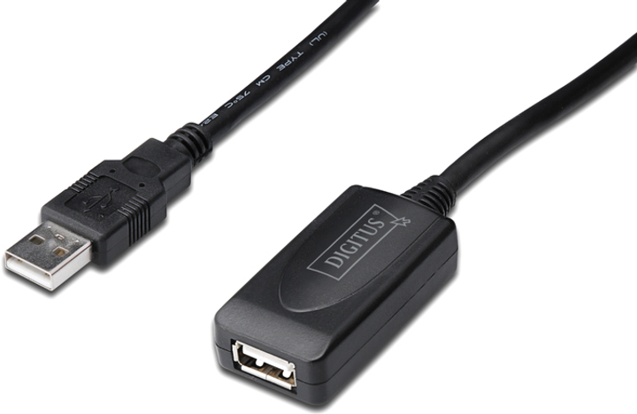 Przedłużacz Digitus USB 2.0 (AM/AF) 25 m Czarny (DA-73103) - obraz 1