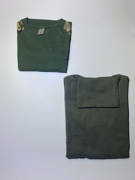 Комплект военная футболка с длинным рукавом + военный гольф (водолазка) с начесом Cedra Military M Оливковый + Темно-серый + Пиксель - изображение 1