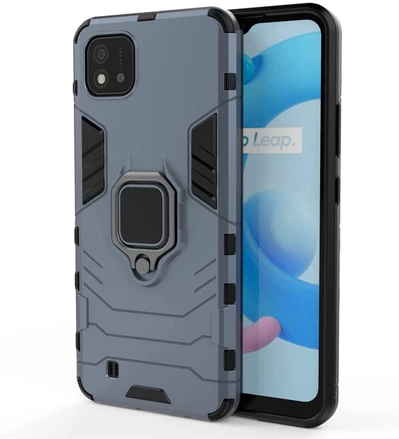 Чохол Iron Ring для Realme C11 2021 бампер протиударний з підставкою Dark-Blue - зображення 4