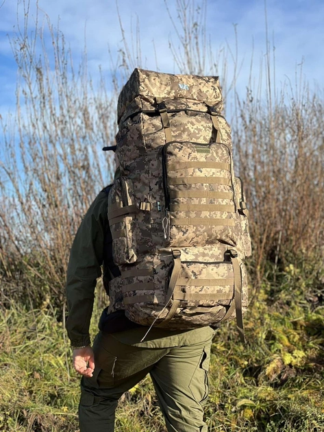 Рюкзак тактический 100 литров объем, военный тактичний рюкзак 100л, водоотталкивающий оксфорд, Bounce ar. VA-100L-PIX, цвет пиксель - изображение 2