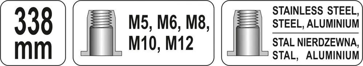 Nitownica dwuręczna YATO gwintowana 338 mm (YT-36119) - obraz 7
