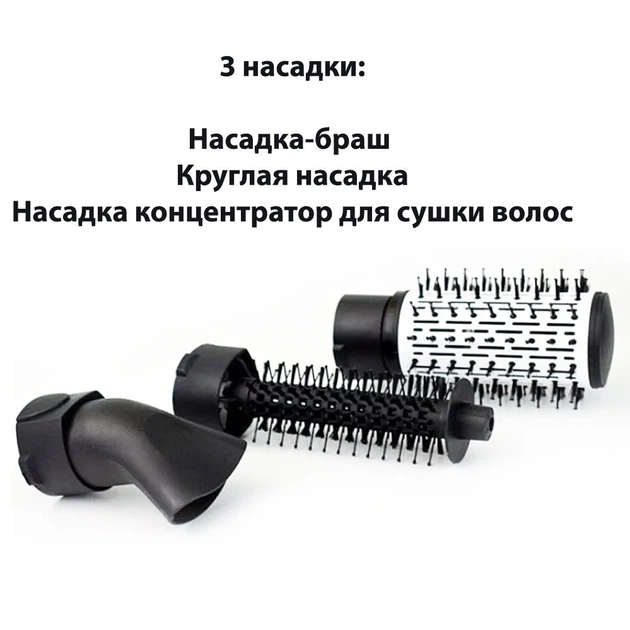 Фен-щетка Gemei GM-4828 Мультистайлер 3в1 с вращением для укладки волос Набор разноцветных резинок для волос 6шт 5см в комплекте Черный - Фото 6 Фен-щетка Gemei GM-4828 Мультистайлер 3в1 с вращением для укладки волос Набор разноцветных резинок для волос 6шт 5см в комплекте Черный - изображение 6
