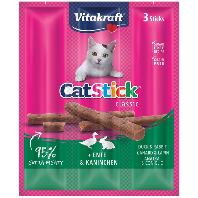 Лакомство для котов Vitakraft мясные палочки 3 шт х 6 г (утка и кролик ...