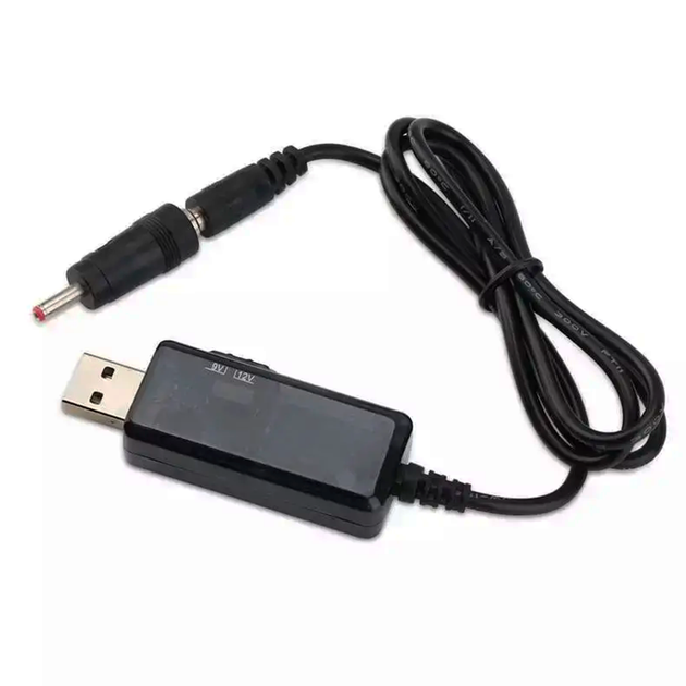 Кабель преобразователь напряжения USB-DC для роутера 9В/12В с переключателем DC 5.5×2.1 и переходником - изображение 7