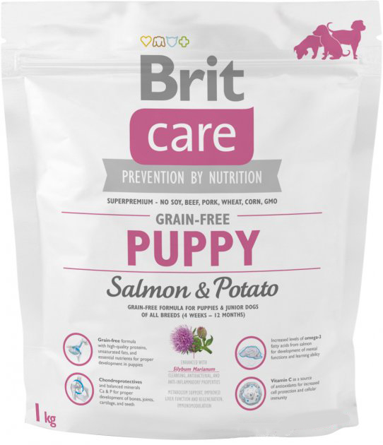 Sucha karma dla szczeniąt Brit Care GF Puppy Salmon & Potato 1 kg (8595602510078) - obraz 1