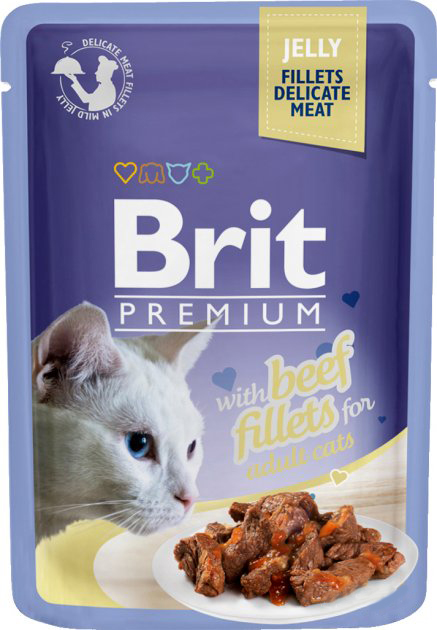 Mokra karma dla kotów BRIT Premium z wołowiną w galaretce - saszetka 85g (8595602518470) - obraz 1