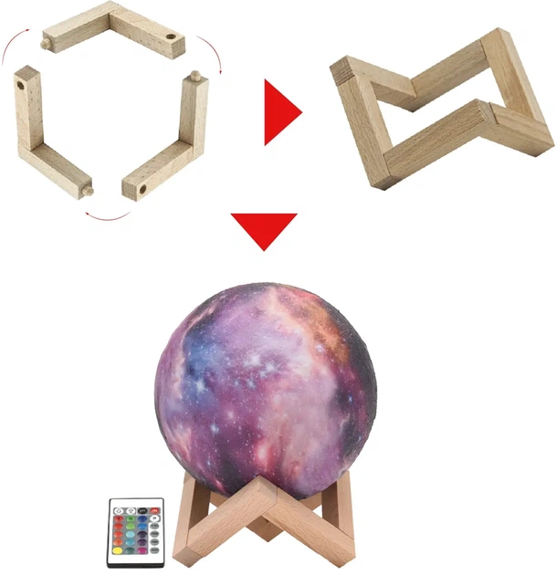Нічник Місяць з акумулятором Berger Galaxy 12см 3D RGB з пультом д/к - Фото 6 Нічник Місяць з акумулятором Berger Galaxy 12см 3D RGB з пультом д/к - изображение 6