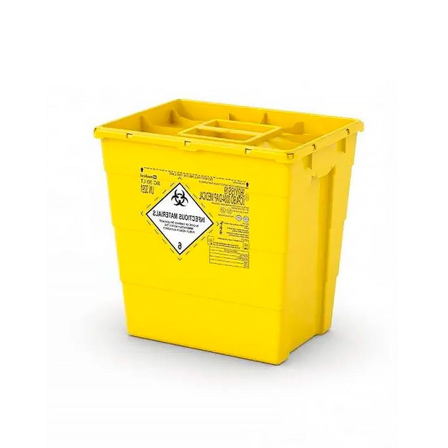 Контейнер 30 л для збирання медичних та біологічних відходів з одноразовою кришкою Жовтий AP Medical - зображення 1