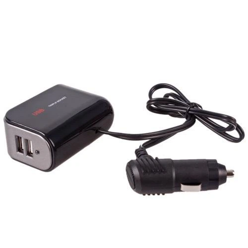 Подовжувач прикурювача 2 виходи + 2USB 2,1A 12-24V VOIN SC-2069 - зображення 2