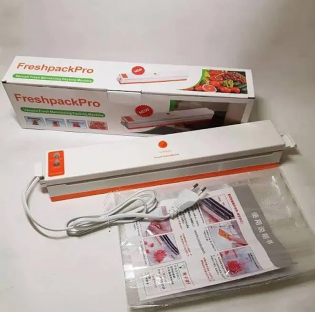 Прилад для вакуумного пакування продуктів, Freshpack Pro вакууматор HQ-1, для тривалого зберігання + пакети - зображення 8
