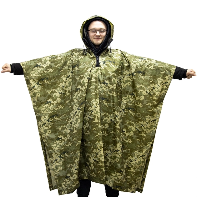 Дождевик плащ-палатка (тактический дождевик куртка) с капюшоном + чехол OSPORT (ty-0031) Пиксель - изображение 1
