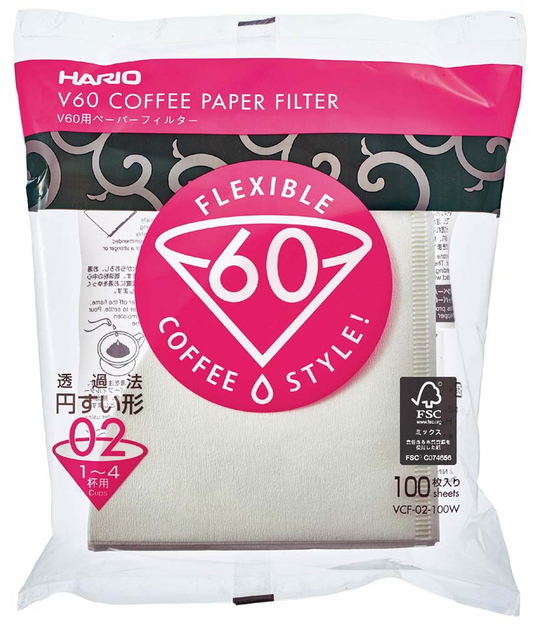 Filtr papierowy do Hario 02 pourover 100 szt Biały (VCF-02-100W) - obraz 1