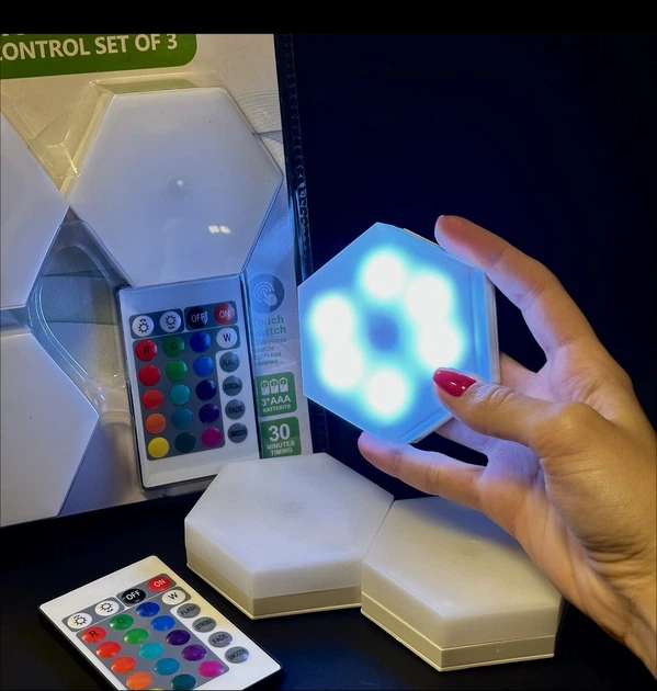 Набор из трёх LED ламп с пультом и подсветкой разных цветов led light with remote control set of 3 - изображение 2