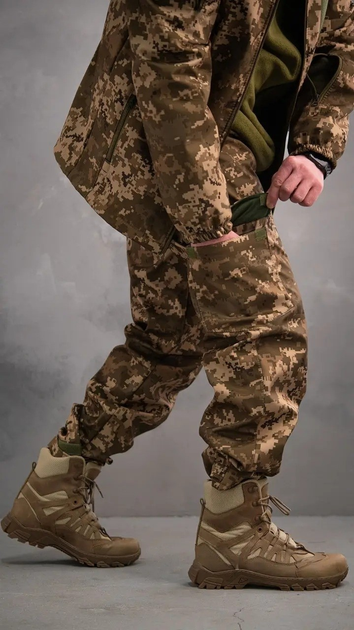 Тактичні штани ЗСУ військові армійські Softshell піксель розмір 56 - зображення 2