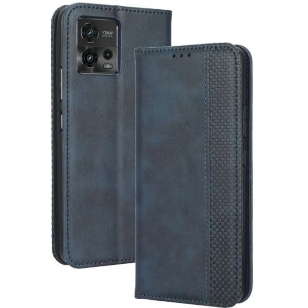 Чехол-книжка Deexe Retro Style для Motorola Moto G72 - Blue - изображение 4