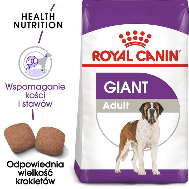 Sucha karma dla dorosłych psów Royal Canin Giant Adult olbrzymie rasy powyżej 2 roku życia 15 kg (3182550703079) (91970) (3009150) - obraz 2