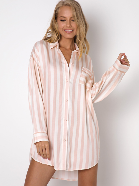 Нічна сорочка Aruelle Brie nightdress L Рожевий/Білий (5904541437071) - зображення 1