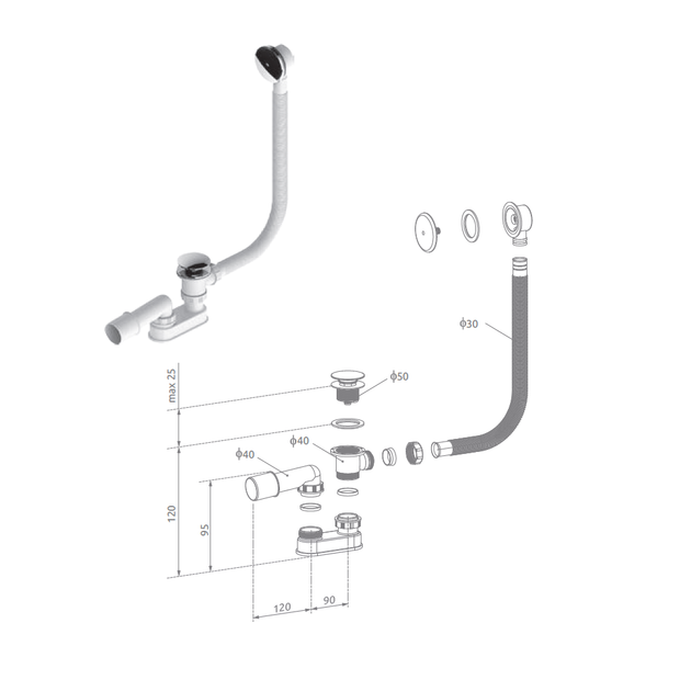 Сифон для ванни Clik-Clak R135L Radaway - зображення 2