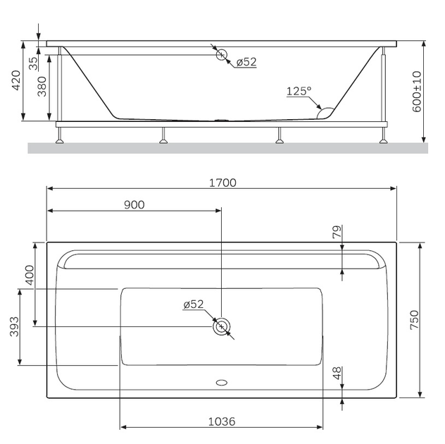 Каркас для ванни, 170х75 AM.PM W52A-170-075W-R Inspire 2.0 - изображение 3