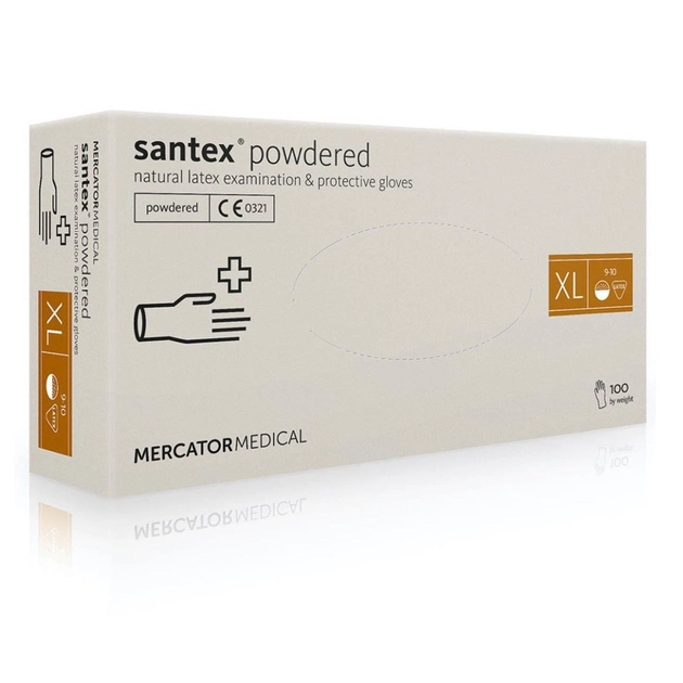 Перчатки латексные Santex® Powdered нестерильные опудренные кремовые XL (39902183) - изображение 1