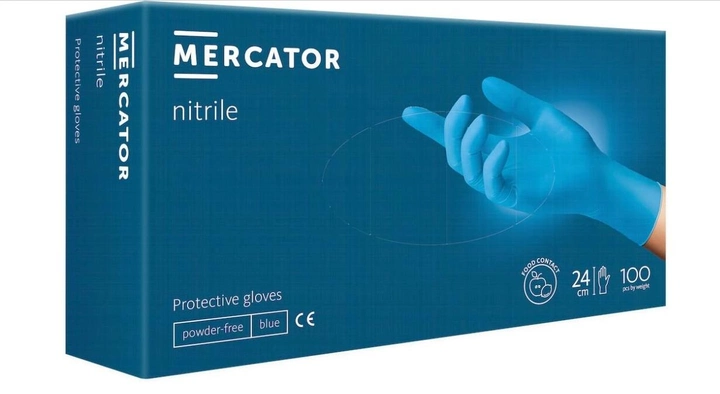 Перчатки нитриловые Mercator Nitrile нестерильные неопудренные голубые M (44914065) - изображение 1