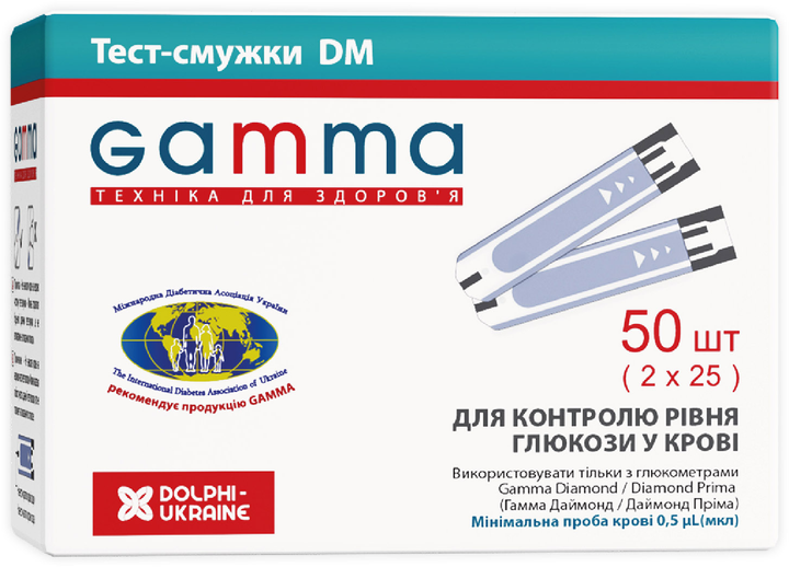 Тест-полоски GAMMA DM (50 шт) (7640143653034) - изображение 1