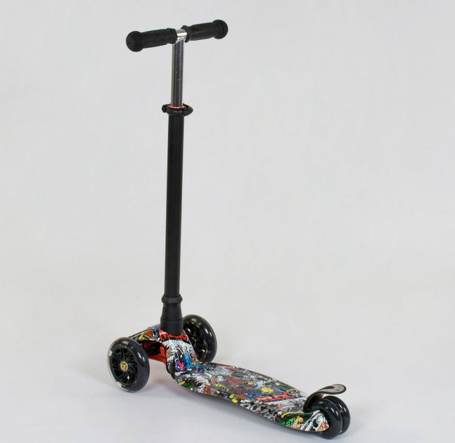 Самокат трехколесный детский MAXI Best Scooter пластмассовый черный ...