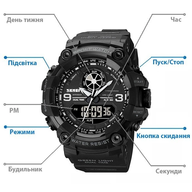 Мужские наручные часы Skmei 1818 Черные - изображение 7