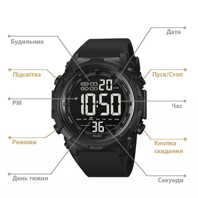 Мужские наручные часы Skmei 1845 черные - изображение 9