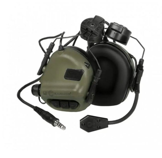 Навушники активні тактичні з кріпленням на каску та мікрофоном EARMOR M32H для військових 22dB Хакі - зображення 2
