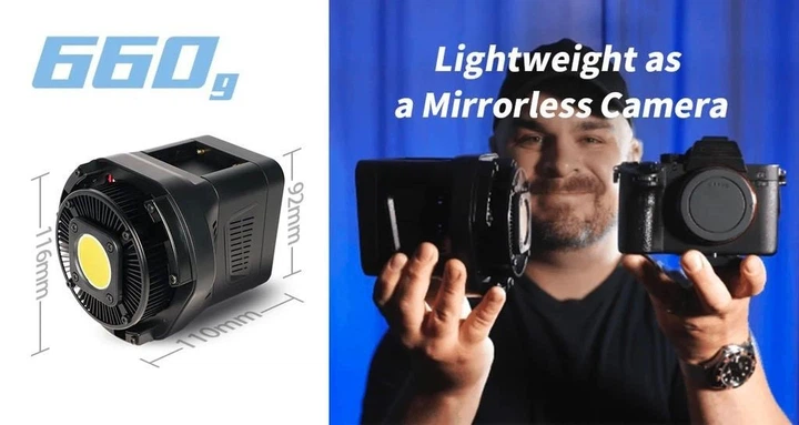 Безшумний портативний світлодіодний точковий світильник SIRUI C60 LED 60W для фото, відео зйомки (780429) - зображення 12