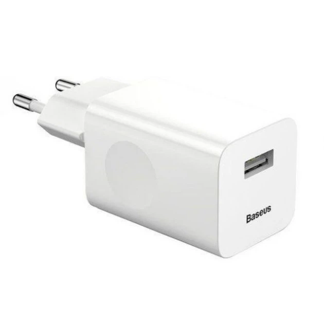 Мережевий зарядний пристрій Baseus Home Charger 1USB QC3.0 12V/2A White (CCALL-BX02) - Фото 1 Мережевий зарядний пристрій Baseus Home Charger 1USB QC3.0 12V/2A White (CCALL-BX02) - изображение 1