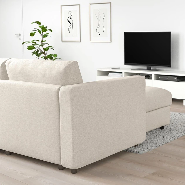 Диван 4-місний IKEA VIMLE з шезлонгом Gunnared бежевий (893.994.83) - Фото 3 Диван 4-місний IKEA VIMLE з шезлонгом Gunnared бежевий (893.994.83) - зображення 3