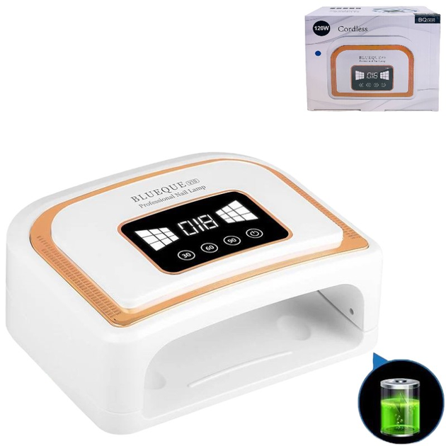 Лампа для маникюра на аккумуляторе (12000 mAh) BQ 10, 120 Вт, Золото ...