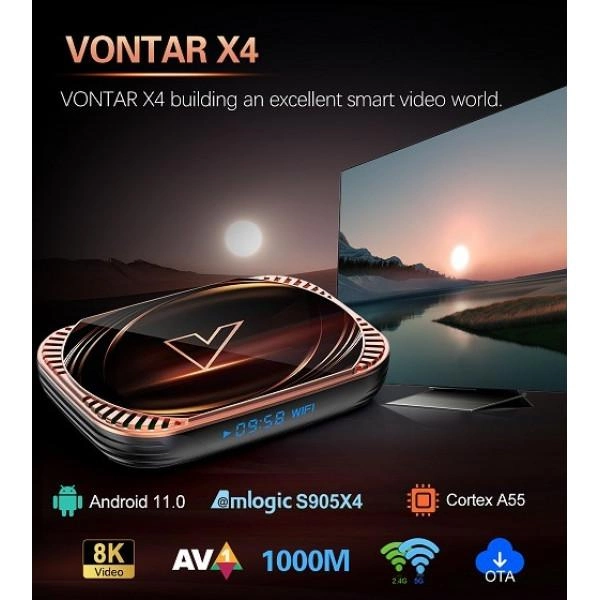 Медіаплеєр Android 11 Smart TV Box Amlogic S905X4 4/64ГБ Vontar X4 – фото,  відгуки, характеристики в інтернет-магазині ROZETKA від продавця: ZIWI