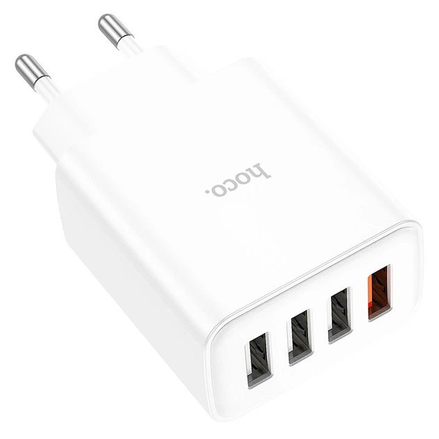 Сетевое зарядное устройство Hoco C102A Fuerza QC3.0 four-port charger White - Фото 2 Сетевое зарядное устройство Hoco C102A Fuerza QC3.0 four-port charger White - изображение 2