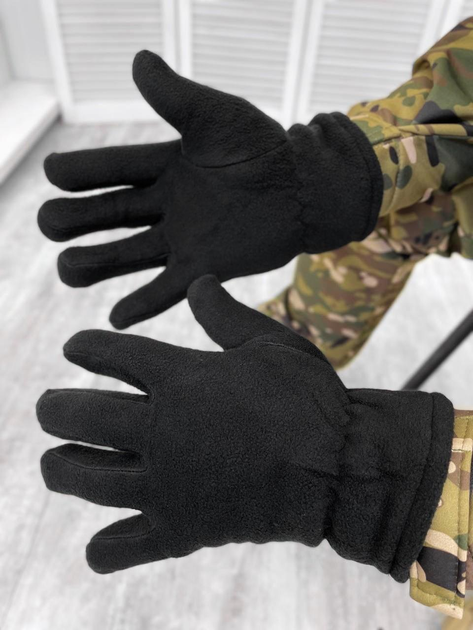 Тактичні рукавички флісові Black M - зображення 1