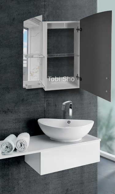 Шкаф зеркальный "Эконом" с фигурным фасадом для ванной комнаты Tobi Sho ТS-185 500х650х130 мм - изображение 3