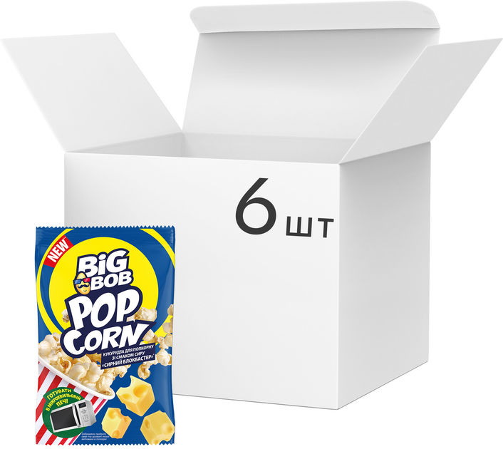 Упаковка кукурудзи для попкорну Big Bob Сирний Блокбастер зі смаком сиру 90 г x 6 шт (0.54 кг) (4820241800582) - зображення 1