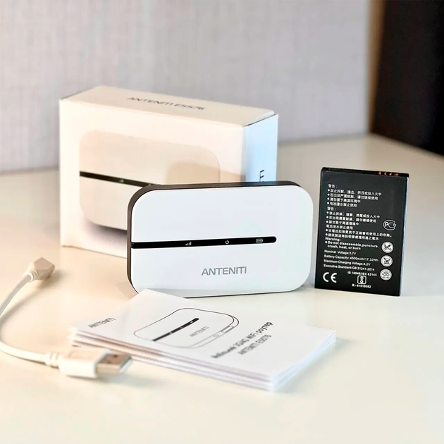 Портативный 4G/LTE Wi-Fi роутер Anteniti E5576 White (LTE Cat. 4 - скорость до 150 Мбит/с) - изображение 3