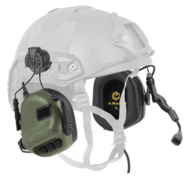 Наушники активные шумоподавляющие Earmor М32Н Олива (Olive) с креплением под шлем Оливковий - изображение 1