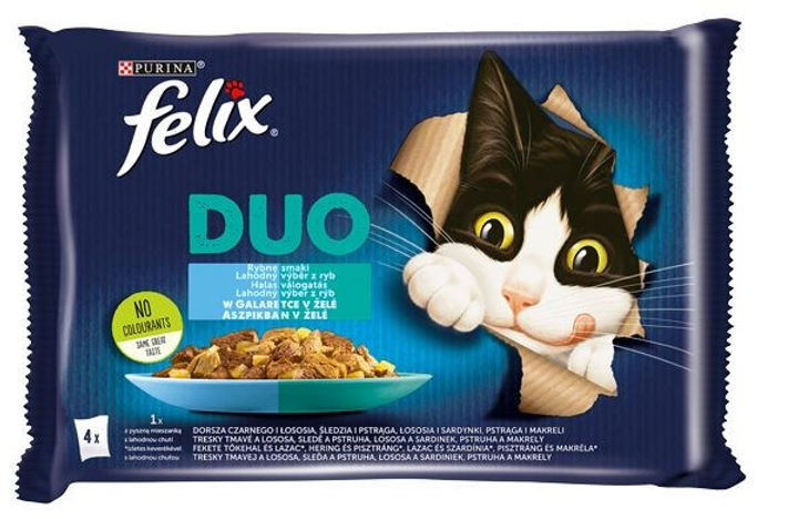 Mokra karma dla kotów Purina Felix Fantastic Duo Ryba 4 x 85 g (7613039757796) - obraz 1