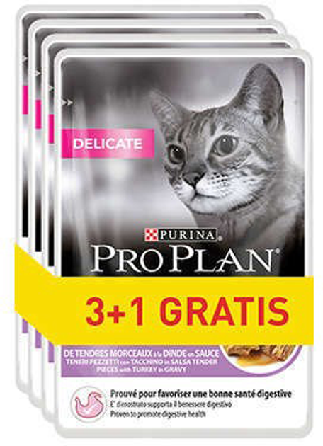 Вологий корм для котів Purina Pro Plan з індичкою 4 x 85 г (7613287670779) - зображення 1