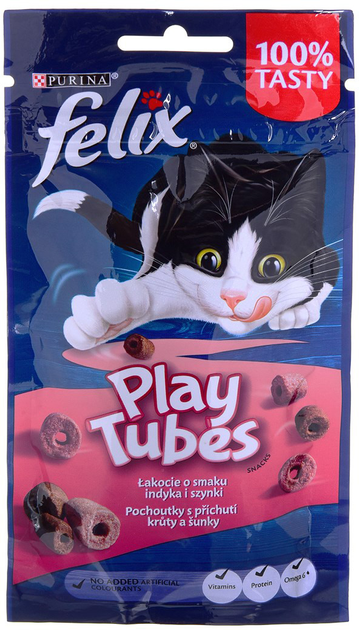 Ласощі для котів Purina Felix Play Tubes індичка та шинка 50 г (7613036707503) - зображення 1