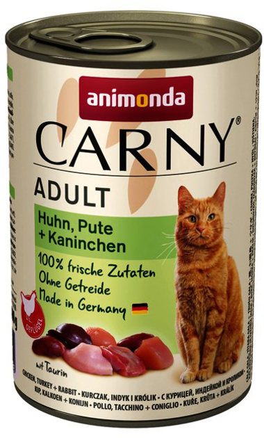 Вологий корм для котів Animonda Carny Adult курка, індичка, кролик 400 г (4017721837422) - зображення 1