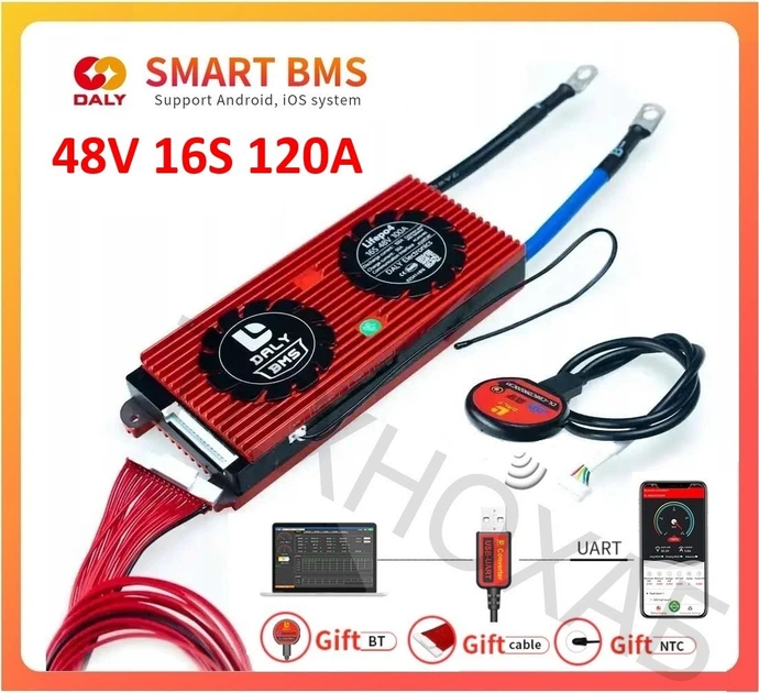 BMS smart плата DaLy для LiFePO4 акумуляторів 48V 16S 120A симетрія з Bluetooth - Фото 1 BMS smart плата DaLy для LiFePO4 акумуляторів 48V 16S 120A симетрія з Bluetooth - зображення 1