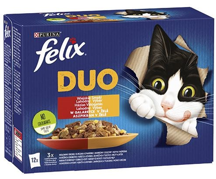 Вологий корм для котів Purina Felix Fantastic Duo Сільський колорит 12 x 85 г (7613039758083) - зображення 1