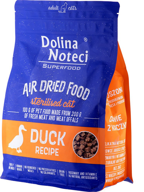 Sucha karma dla kotów Dolina Noteci Superfood Sterylised Kaczka 1KG dla kota (5902921396161) - obraz 1