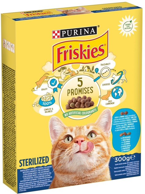 Sucha karma dla kotów sterylizowanych PURINA Friskies Sterile z łososiem, tuńczykiem i warzywami 300g (7613033000201) - obraz 1
