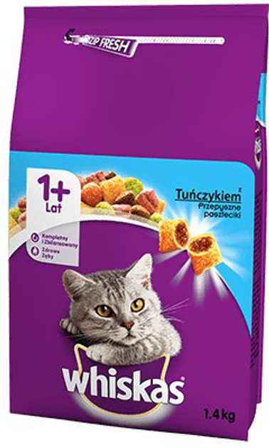 Sucha karma dla kotów WHISKAS z tuńczykiem i warzywami 1,4 kg (5900951259166) - obraz 1